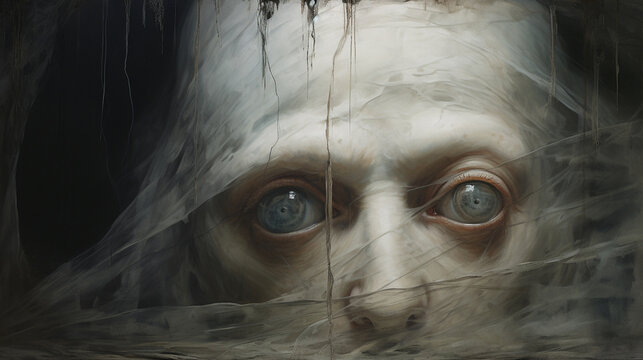 Terrify deformed creature ghost creepy monster in the lab with big eye balls