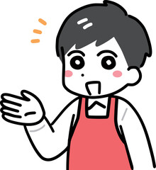 笑顔で紹介している男性レジスタッフ