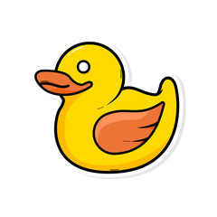 Cute duck toys cartoon doodle art. hand draw illustration