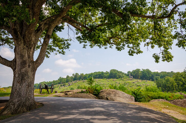 The Devil's Den at Gettysburg National Military Park, American Civil War Battlefield, in Gettysburg, Pennsylvania