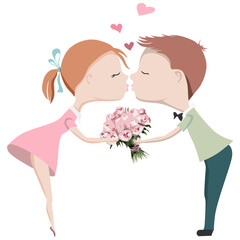 Couple Romantically in Love Engaged In A Kiss