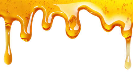 liquid golden syrup honey on transparent background