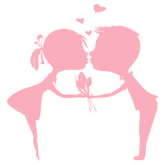 Couple Romantically in Love Engaged In A Kiss