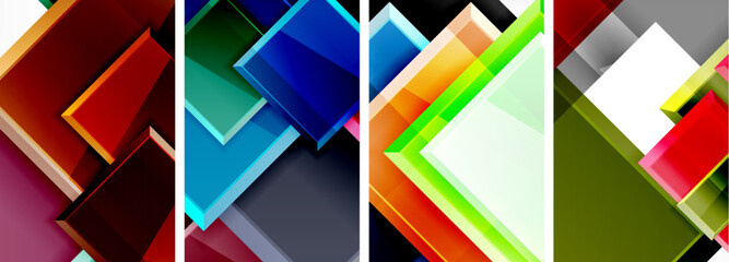 Color glass glossy square composition poster set for wallpaper, business card, cover, poster, banner, brochure, header, website