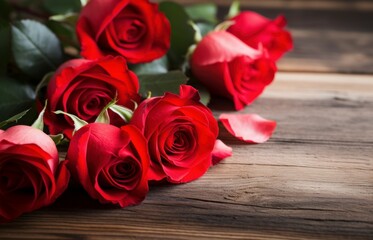 Valentines day roses bouquet. Romantic love celebration blossom red flowers. Generate ai