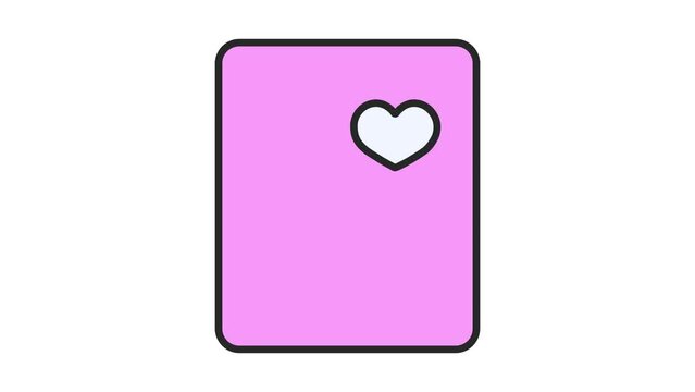 Lottie animation of loading process with card display with hearts and spectrum lines loading