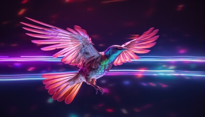 Fototapeta premium neon light bird background