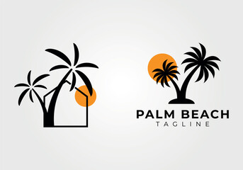palm tree silhouette set and collection logo vector vintage illustration design, palm tree icon - obrazy, fototapety, plakaty