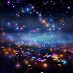 Lighting flower night stars images Generative AI