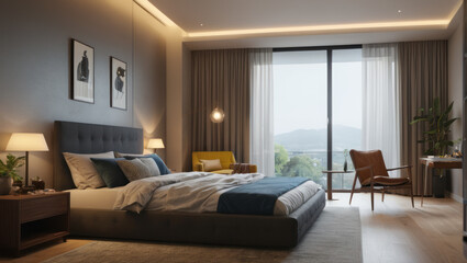 Fototapeta na wymiar modern bedroom interior design. interion design inspiration