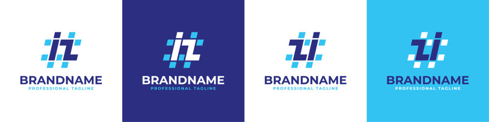Letter IZ and ZI Hashtag Logo set, suitable for any business with IZ or ZI initials.