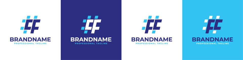 Letter CF and  FC Hashtag Logo set, suitable for any business with FC or CF initials.