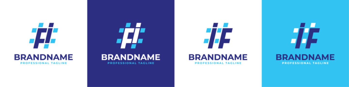 Letter FI and IF Hashtag Logo set, suitable for any business with IF or FI initials.