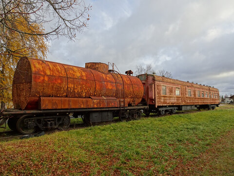 Old rusty trains.