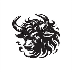 Symbolic Strength: Bull Silhouette Series Illustrating the Enduring Symbolism of Bull Silhouette - Bull Illustration - Ox Vector
