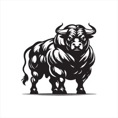 Powerful Presence: Bull Silhouette Displaying the Majestic and Commanding Stance - Ox Silhouette - Bull Vector
