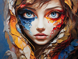 Painting oil woman colorful paint 