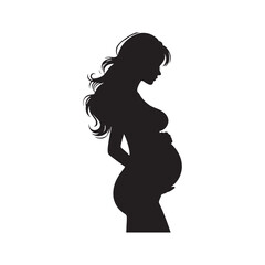 Radiant Reverie: Pregnant Lady Silhouette Set Enveloped in the Radiant Reverie of Expectant Motherhood - Pregnant Female Silhouette - Pregnant Women Vector

