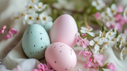 Obraz na płótnie Canvas easter egg basket surround on bright pink background in slow motion