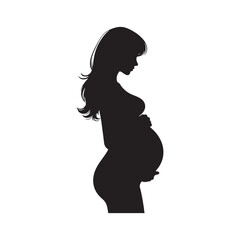 Blossoming Bonds: Pregnant Lady Silhouette Set Illustrating the Unspoken Connections of Maternal Love - Pregnant Female Silhouette - Pregnant Women Vector
