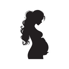 Maternal Whispers: Pregnant Lady Silhouette Series Whispering the Tender Secrets of Anticipated Motherhood - Pregnant Women Illustration - Pregnant Lady Vector
