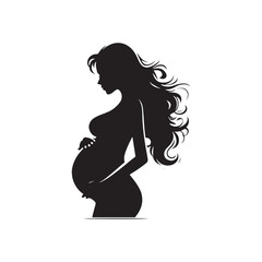 Celestial Curves: Pregnant Lady Silhouette Series Tracing the Celestial Arcs of Expectant Motherhood - Pregnant Women Illustration - Pregnant Lady Vector
