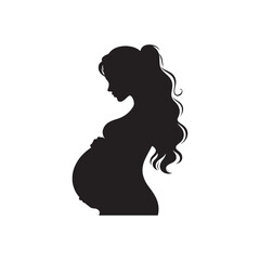 Maternity Melodies: Pregnant Lady Silhouette Series Echoing the Melodic Rhythms of Pregnancy - Pregnant Female Silhouette - Pregnant Women Vector
