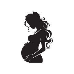 Captivating Carriage: Pregnant Lady Silhouette Set Portraying the Graceful Carriage of Expectant Maternity - Pregnant Female Silhouette - Pregnant Women Vector
