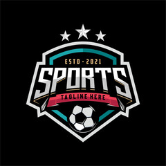 Vintage badge emblem Football soccer sport team club league logo with shield and ball concept icon vector © Ideapaad