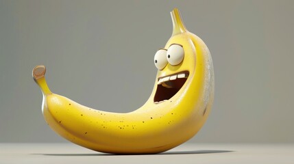 funny banana cartoon character - obrazy, fototapety, plakaty