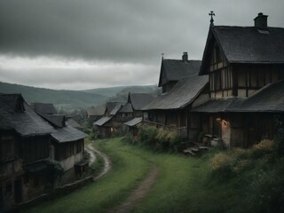 Obraz premium Gothic Village Generative AI