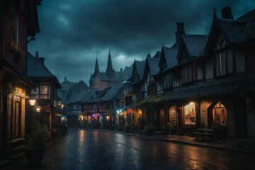 Fototapeta premium Gothic Village Generative AI