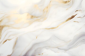 Obraz premium Marble Art, White Gold Effect, Swirl, Blend of Gold and White, Wallpaper Background, AI generated