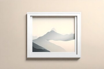 Shadows and light merge seamlessly on a minimalistic mockup, unveiling a uniquely designed masterpiece within a white frame against a calm solid color background.