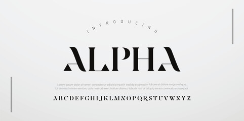 Alpha Minimal modern urban fonts for logo, brand etc. Typography typeface uppercase lowercase and number. vector illustration	