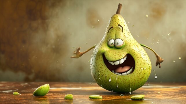 funny pear cartoon character  