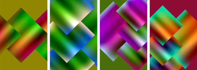 Colorful metal square abstract poster backgrounds