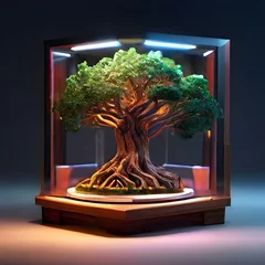 Deurstickers ornament of the bonsai tree © Tinishiya