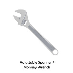 Adjustable spanner color illustration vector. Work tool icon for web, tag, label, mechanical shop, garage, repair shop, workshop. Mechanical profession symbol. Work tool for the mechanic, engineer
