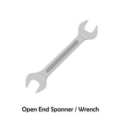 Open-ended spanner color illustration vector. Work tool icon for web, tag, label, mechanical shop, garage, repair shop, workshop. Mechanical profession symbol. Work tool for the mechanic, engineer