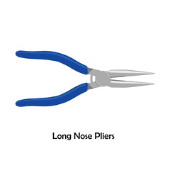 Fototapeta premium Long nose pliers color vector. Work tool icon for web, tag, label, mechanical shop, garage, repair shop, workshop. Symbol for mechanical engineering, carpentry, mechanic, engineer, carpenter