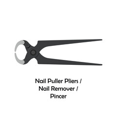 Nail puller pliers color vector. Work tool icon for web, tag, label, mechanical shop, garage, repair shop, workshop. Symbol for mechanical engineering, carpentry, mechanic, engineer, carpenter