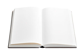 Open book with blank white pages isolated on transparent background, top view