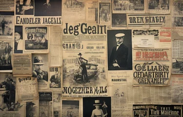 Gordijnen old newspapers or newspaper clippings, reflecting historical events, headlines, and milestones © Murda