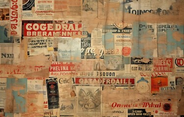 old newspapers or newspaper clippings, reflecting historical events, headlines, and milestones - obrazy, fototapety, plakaty