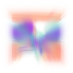 An abstract cut out transparent iridescent color streak blur design element.