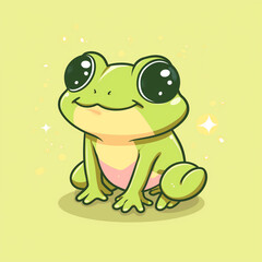 Kawaii illustration of a green frog