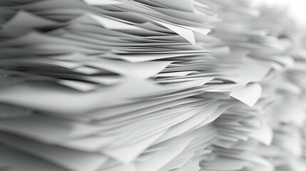 Stack of white papers. Work overload and depression concept.  - obrazy, fototapety, plakaty