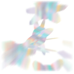 Obraz premium An abstract cut out transparent iridescent color streak blur design element.