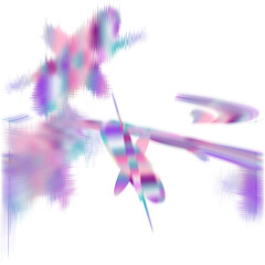 An abstract cut out transparent iridescent color streak blur design element.